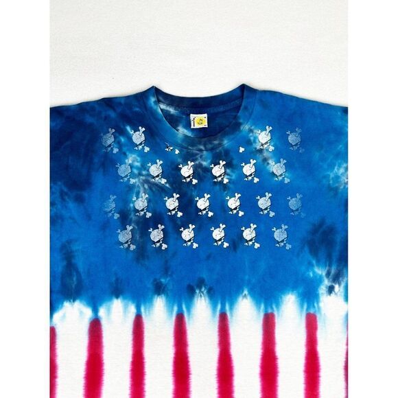 Vintage 90s Sundog T-Shirt XXL Tie Dye American Flag Skull Single Stitch - Picture 3 of 9